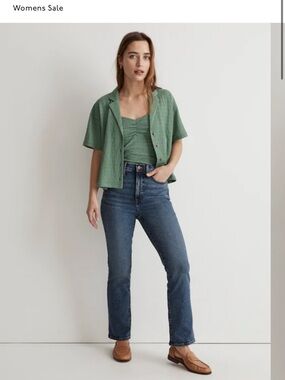 Madewell Crinkle-Knit Button-Front Top